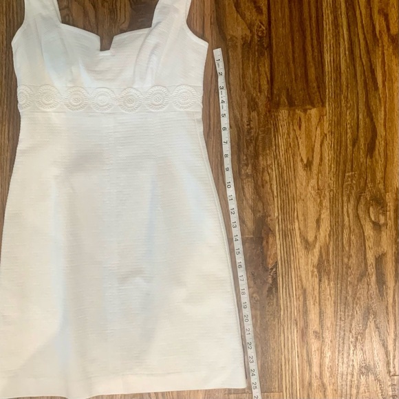 Trina Turk White Sleeveless Wide Strap Fitted Dress, textured, white, size 2 - Picture 6 of 7